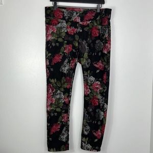 SOFT SURROUNDINGS Pull-on Black Floral Cropped Pants Womens Medium